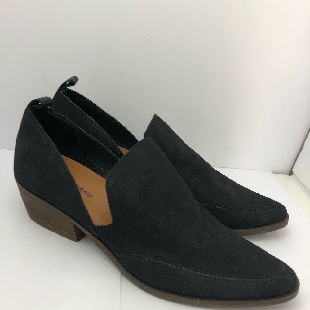 Lucky brand Mahzan Suede Pointed Loafer Boot 8.5 Black Boho Indie Womens